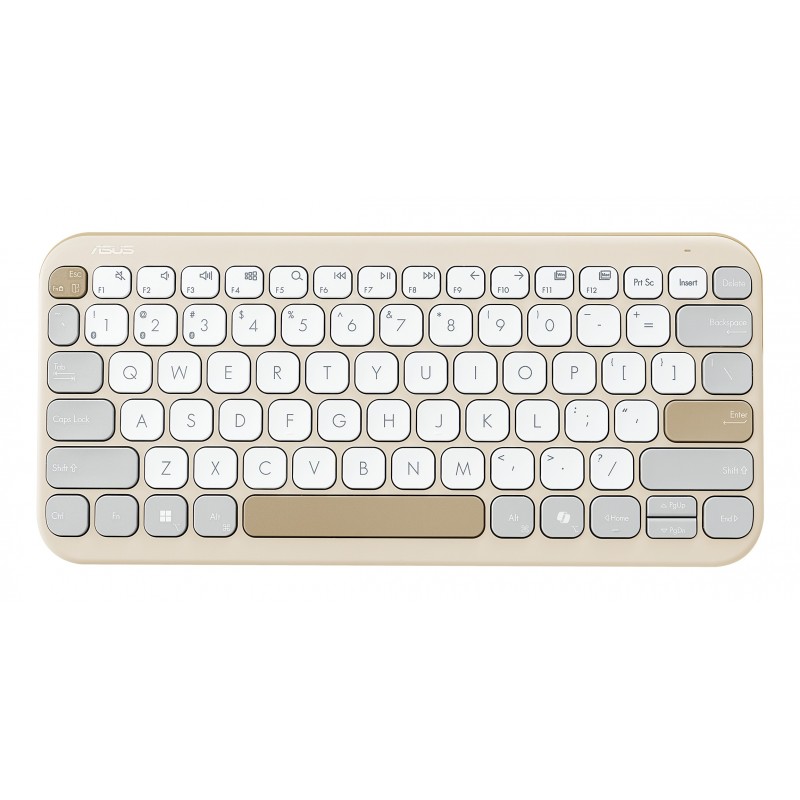 ASUS Marshmallow Keyboard KW100, 75%, Sans fil, Bluetooth, Commutateur de touche « ciseaux », QWERTZ, Beige, Gris, Blanc