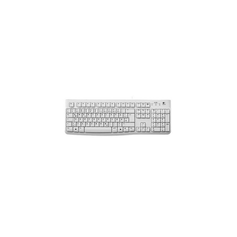 Logitech Keyboard K120 for Business, Taille réelle 100 %, Avec fil, USB, QWERTZ, Blanc