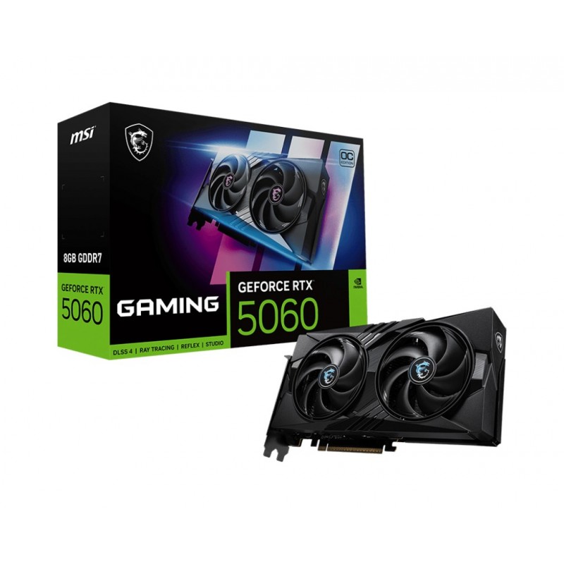 MSI GeForce RTX 5060 8G GAMING OC, GeForce RTX 5060, 8 Go, GDDR7, 128 bit, 7680 x 4320 pixels, PCI Express x16 5.0