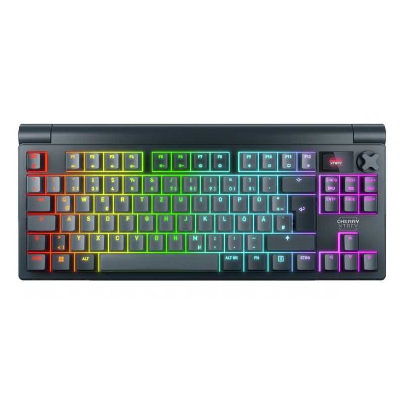 Cherry XTRFY MX 8.3 TKL Wireless, Avec fil &sans fil, USB + RF Wireless + Bluetooth, Clavier mécanique, QWERTZ, LED RGB, Gris