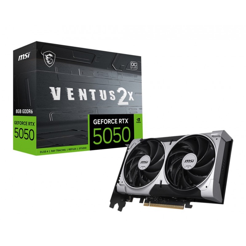 MSI GEFORCE RTX 5050 8G VENTUS 2X OC, GeForce RTX 5050, 8 Go, GDDR6, 128 bit, 7680 x 4320 pixels, PCI Express x16 5.0