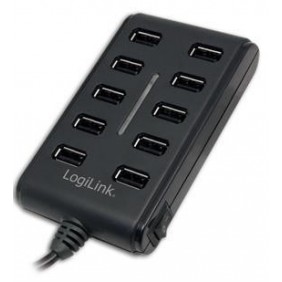 LogiLink USB 2.0 10-Port Hub with OnOff Switch, 480 Mbits, Statut, Windows 98SEME200XPVista20037, 290 g, 143 x 230 x 70 mm