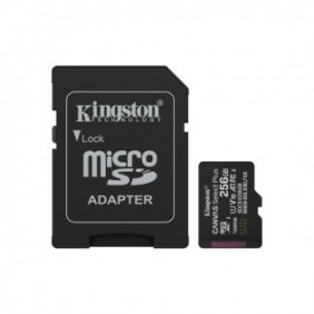 Kingston 256GB microSDXC Canvas Select Plus Gen3 150MBs A1 Adaptateur SD inclus, 256 Go, MicroSDXC, Classe 10, UHS-I, 150 Mos, Class 1