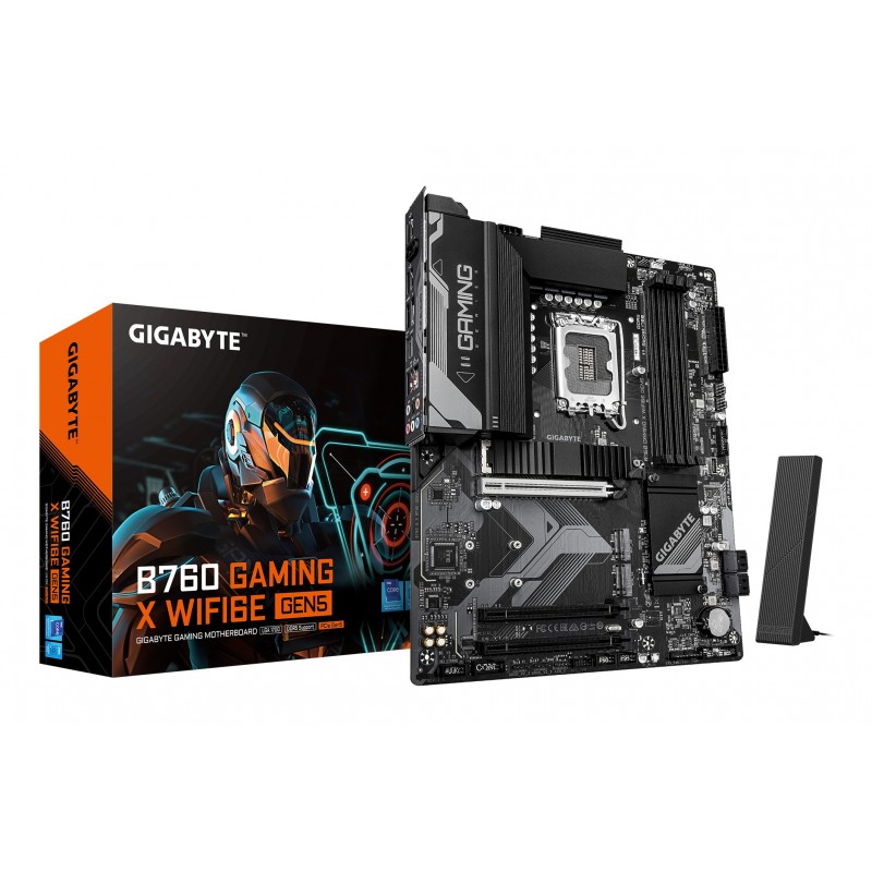 Gigabyte B760 GAMING X WIFI6E GEN5 Carte Mère – Compatible avec les processeurs Intel Core 14e génération, VRM 8+1+1 phases, jusqu’à 5600 MHz DDR5, 3 x M.2 PCIe 4.0, Wi-Fi 6E, LAN 2.5 GbE, USB 3.2 Gen 2, Intel, LGA 1700, Intel® Celeron®, Intel