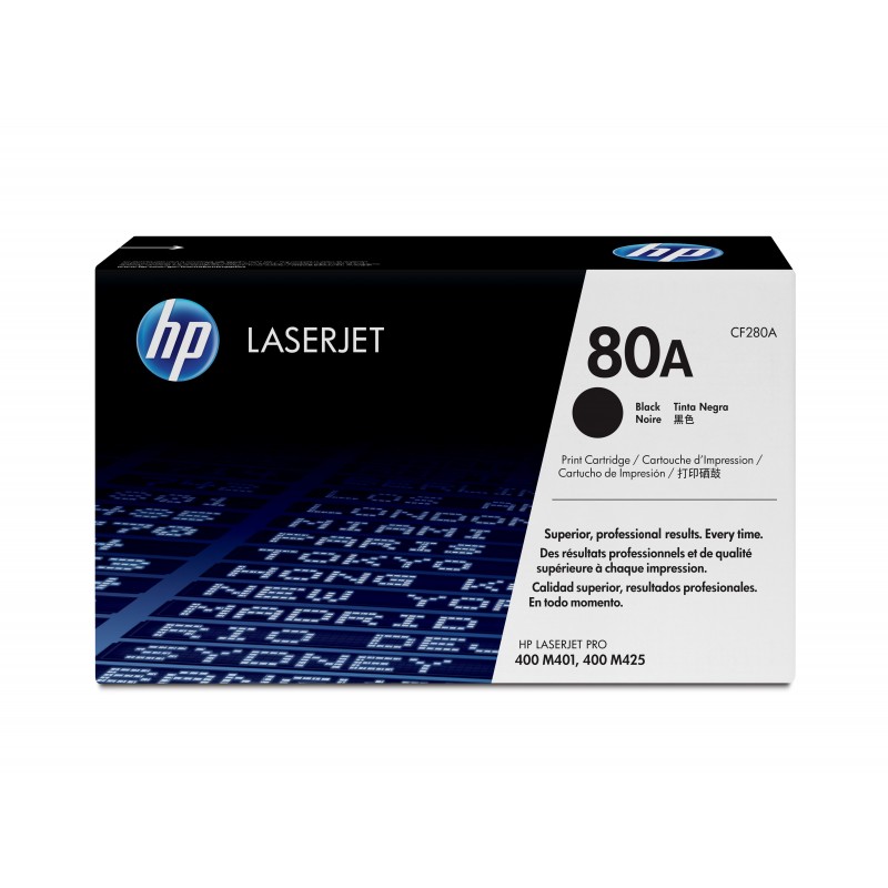 HP 80A toner LaserJet noir authentique, 2560 pages, Noir, 1 pièce