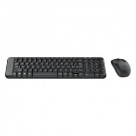 Logitech MK220, Mini, Sans fil, RF sans fil, QWERTY, Noir, Souris incluse