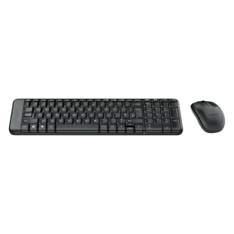 Logitech MK220, Mini, Sans fil, RF sans fil, QWERTY, Noir, Souris incluse