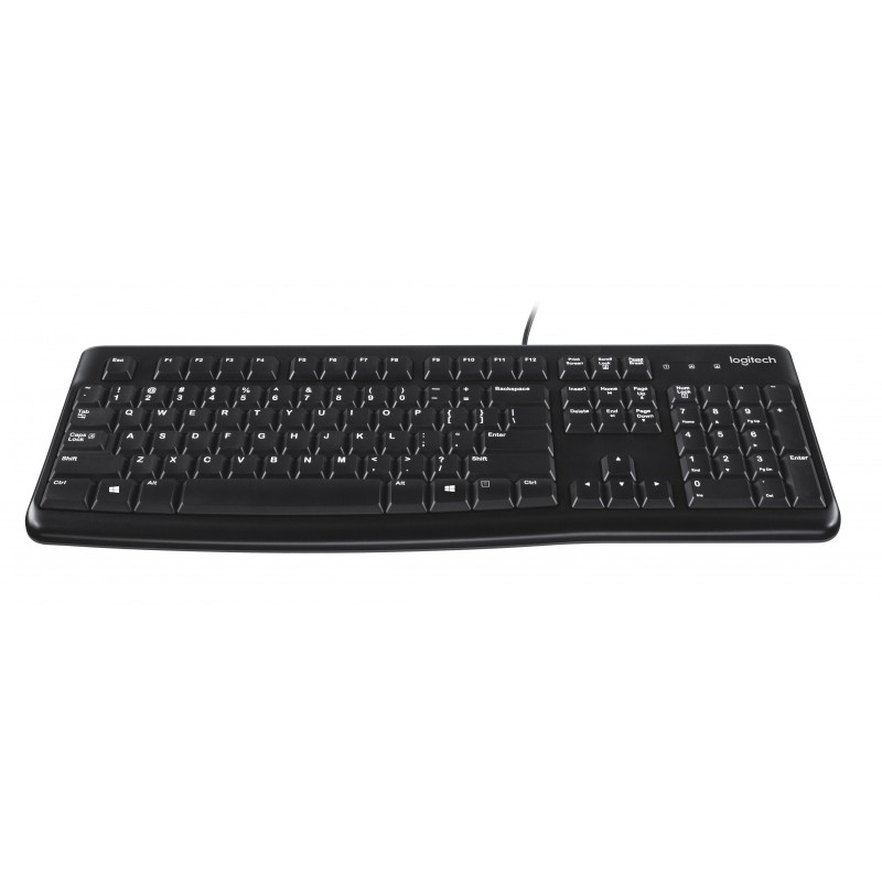 Logitech Keyboard K120 for Business, Taille réelle 100 %, Avec fil, USB, QWERTY, Noir