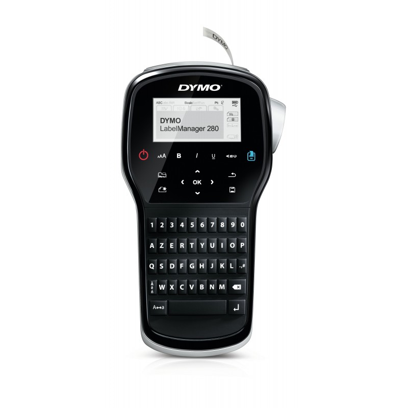 Dymo LabelManager ™ 280 AZERTY, AZERTY, D1, Transfert thermique, 180 x 180 DPI, 15 mmsec, Noir, Argent