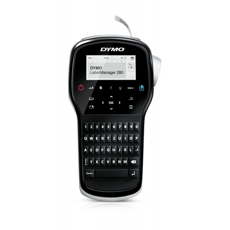 Dymo LabelManager ™ 280 QWERTZ Kitcase, QWERTZ, D1, Transfert thermique, Lithium-Ion Li-Ion, Noir, Argent