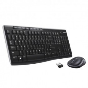 Logitech MK270, Taille réelle 100 %, Sans fil, RF sans fil, QWERTY, Noir, Souris incluse