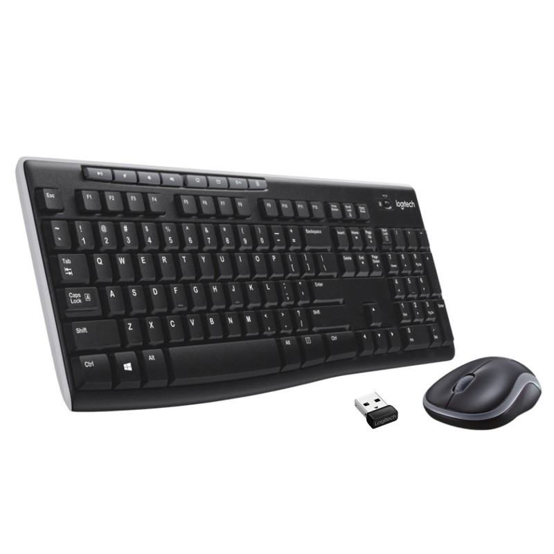 Logitech MK270, Taille réelle 100 %, Sans fil, RF sans fil, QWERTY, Noir, Souris incluse