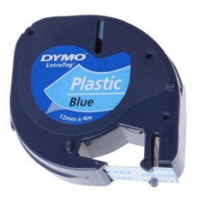 Dymo S0721650, Noir sur bleu, Polyester, Belgique, DYMO, LetraTag 100T, LetraTag 100H, 1,2 cm