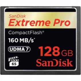 SanDisk 128GB Extreme Pro CF 160MBs, 128 Go, CompactFlash, 160 Mos, 150 Mos