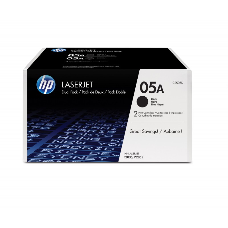 HP Pack de 2 toners noirs authentiques 05A LaserJet, 4600 pages, Noir, 2 pièce