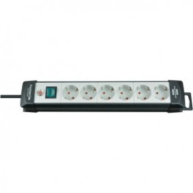 Brennenstuhl 1951560100, 3 m, Plastique, Noir, Gris, 6 sortie CA, 410 mm, Noir