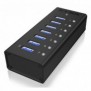 ICY BOX IB-AC618, USB 3.2 Gen 1 3.1 Gen 1 Type-B, USB 3.2 Gen 1 3.1 Gen 1 Type-A, 5000 Mbits, Noir, Aluminium, HDD, Énergie