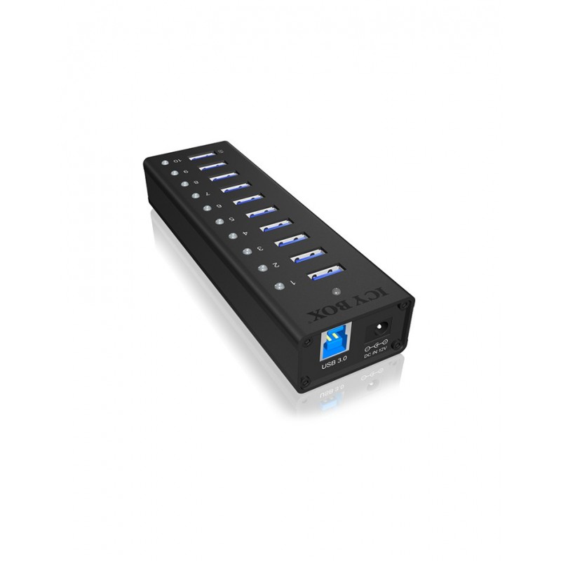 ICY BOX IB-AC6110, USB 3.2 Gen 1 3.1 Gen 1 Type-B, USB 3.2 Gen 1 3.1 Gen 1 Type-A, 5000 Mbits, Noir, Aluminium, Chine