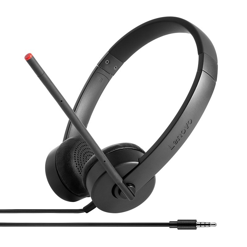 Lenovo Stereo Analog, Avec fil, BureauCentre d'appels, 110 g, Casque, Noir
