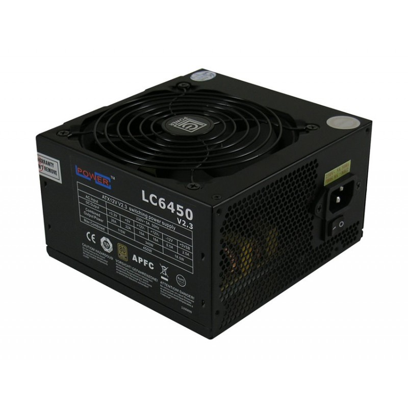 LC-Power LC6450 V2.3, 450 W, 230 V, 50 Hz, 5 A, Actif, 115 W