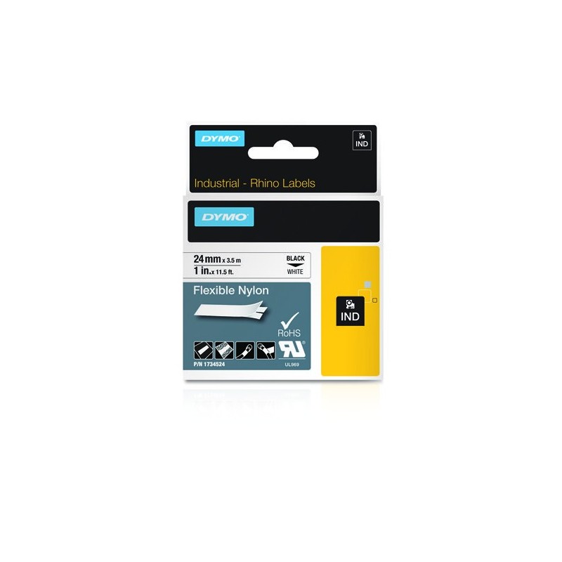 Dymo Nylon Flexible IND, Noir sur blanc, Multicolore, Nylon, -10 - 80 C, UL 969, DYMO