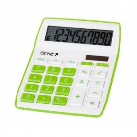 Genie 840 G, Bureau, Calculatrice à écran, 10 chiffres, Affichage inclinable, BatterieSolaire, Vert, Blanc