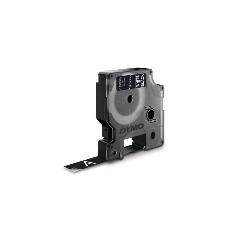 Dymo D1 - Durable Étiquettes - Branco sobre preto - 12mm x 3m, Blanc sur noir, Noir, Vinyl, Belgique, -40 - 80 C, DYMO