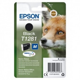 Epson Fox Singlepack Black T1281 DURABrite Ultra Ink, Encre à pigments, 5,9 ml, 185 pages, 1 pièce