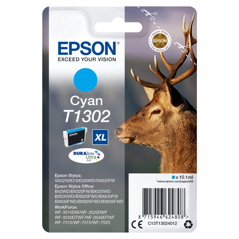 Epson Stag Cartouche "Cerf" - Encre DURABrite Ultra C , Rendement élevé , 10,1 ml, 765 pages, 1 pièce