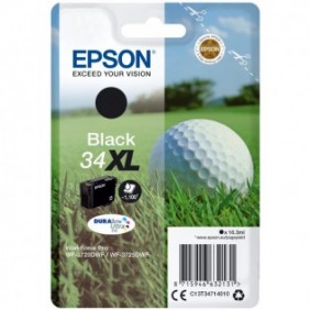 Epson Golf ball Singlepack Black 34XL DURABrite Ultra Ink, Rendement élevé , Encre à pigments, 16,3 ml, 1100 pages, 1 pièce