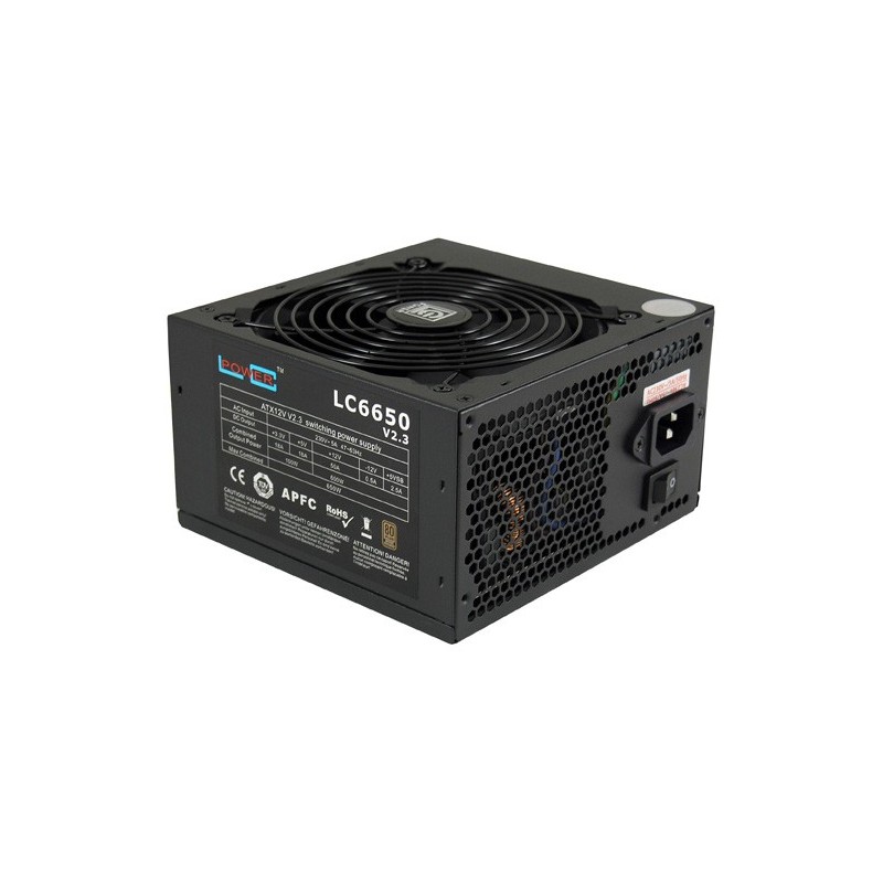 LC-Power LC6650 V2.3, 650 W, 230 V, 47 - 63 Hz, 5 A, Actif, 100 W