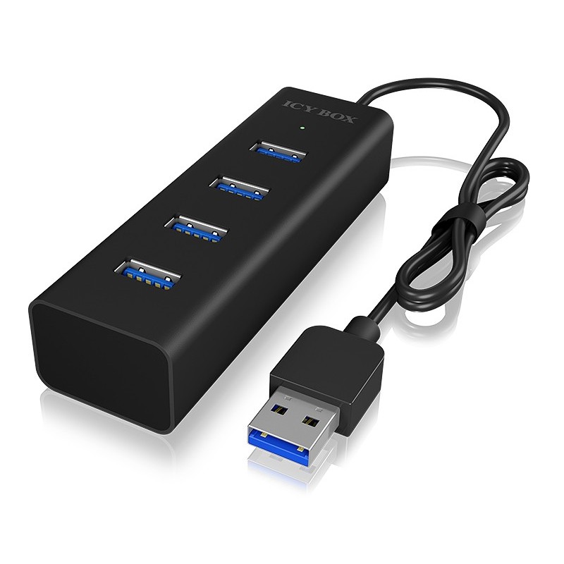 ICY BOX IB-HUB1409-U3, USB 3.2 Gen 1 3.1 Gen 1 Type-A, USB 3.2 Gen 1 3.1 Gen 1 Type-A, 5000 Mbits, Noir, Aluminium, 0,4 m