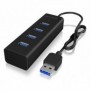ICY BOX IB-HUB1409-U3, USB 3.2 Gen 1 3.1 Gen 1 Type-A, USB 3.2 Gen 1 3.1 Gen 1 Type-A, 5000 Mbits, Noir, Aluminium, 0,4 m