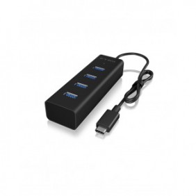 ICY BOX IB-HUB1409-C3, USB 3.2 Gen 1 3.1 Gen 1 Type-C, USB 3.2 Gen 1 3.1 Gen 1 Type-A, 5000 Mbits, Noir, Aluminium, 0,4 m