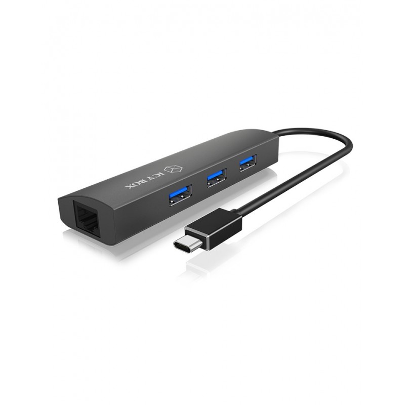 ICY BOX IB-HUB1406-C, USB 3.2 Gen 1 3.1 Gen 1 Type-C, 10,100,1000 Mbits, Anthracite, RJ-45, USB 3.2 Gen 1 3.1 Gen 1 Type-A, Aluminium, Chine