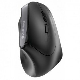 Cherry MW 4500 Souris ergonomique sans fil, pour droitiers, inclinée à 45, noir, USB, Droitier, Conception verticale, Optique, RF sans fil, 1200 DPI, Noir