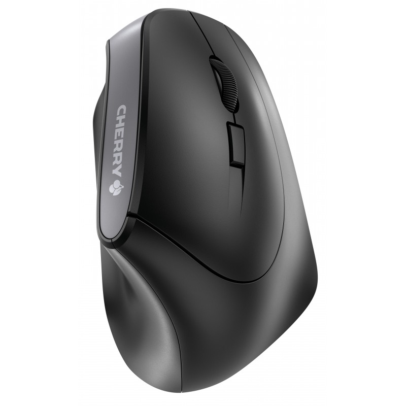 Cherry MW 4500 Souris ergonomique sans fil, pour droitiers, inclinée à 45, noir, USB, Droitier, Conception verticale, Optique, RF sans fil, 1200 DPI, Noir