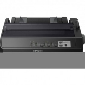 Epson LQ-590II, 550 caractères par seconde, 10 caractères par pouce, 6 copies, Code 128 ABC, Code 39, EAN13, EAN8, Interleaved 25, POSTNET, UPC-A, UPC-E, PC437, PC708, PC720, PC850, PC858, PC864, PCAR864, ISO 8859-15, Roman 8, Italique, Enveloppes