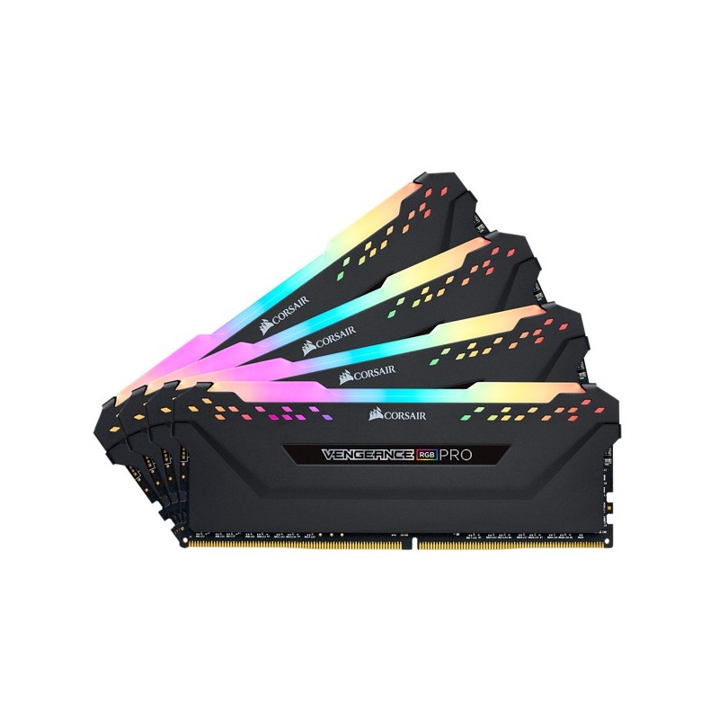 Corsair Vengeance RGB CMW32GX4M4C3200C16, 32 Go, 4 x 8 Go, DDR4, 3200 MHz, 288-pin DIMM, Noir