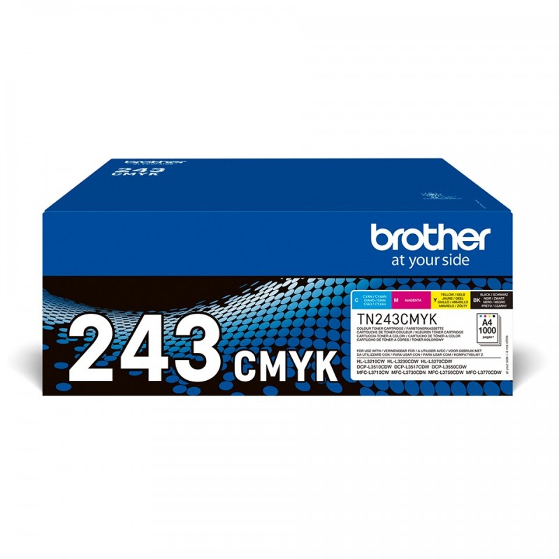 Brother TN-243CMYK - Cartouches de toner originales - Pack 4 toners, 1000 pages, 1000 pages, Noir, Cyan, Magenta, Jaune, 1 pièce