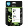 HP Pack de 2 cartouches authentiques d'encre noiretrois couleurs 303, Rendement standard, Noir, Cyan, Magenta, Jaune, Encre à pigments, Encre à colorant, 4 ml, 4 ml