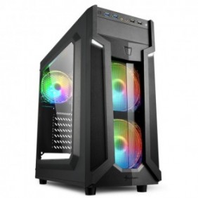 Sharkoon VG6-W RGB, Midi Tower, PC, Noir, ATX, micro ATX, Mini-ATX, Jouer, Bleu, Vert, Rouge
