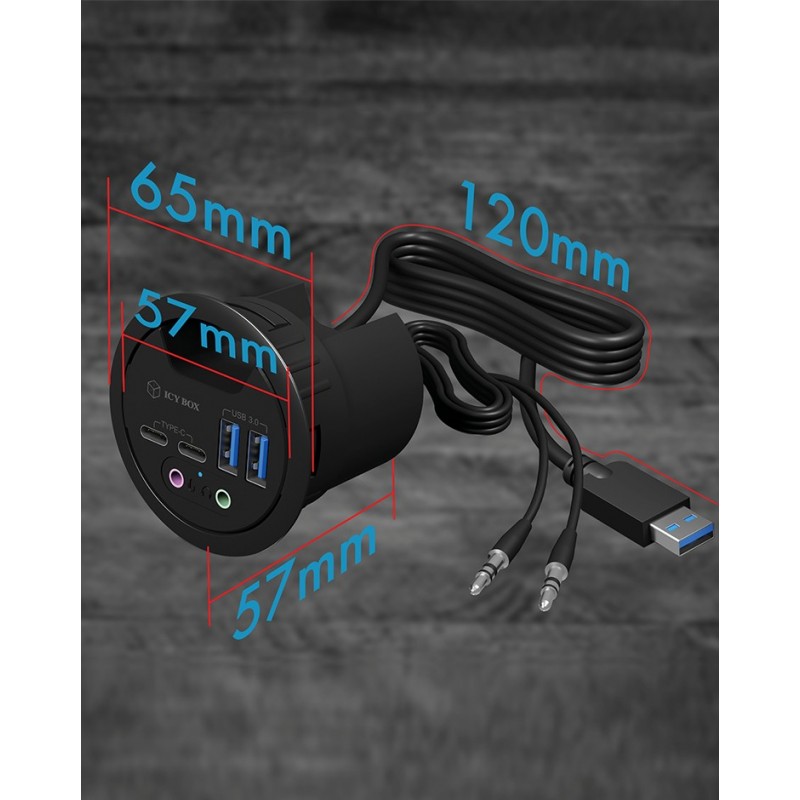 ICY BOX IB-HUB1403B, Anthracite, Plastique, Énergie, 69 mm, 69 mm, 56 mm