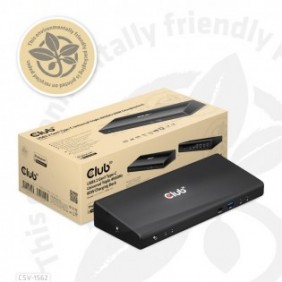 Club 3D CSV-1562, Station d'accueil, USB 3.2 Gen 1 3.1 Gen 1 Type-C, 3,5 mm, USB Type-A, USB Type-C, Noir, Énergie