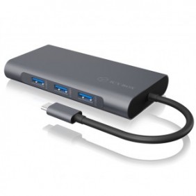 ICY BOX IB-DK4040-CPD, Avec fil, USB 3.2 Gen 1 3.1 Gen 1 Type-C, 100 W, 3,5 mm, 10,100,1000 Mbits, Anthracite, Noir