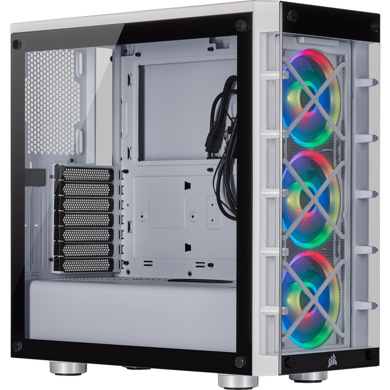 Corsair CC-9011189-WW, Midi Tower, PC, Blanc, ATX, micro ATX, Mini-ITX, Acier, Verre trempé, 17 cm