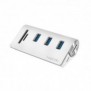 LogiLink CR0045, USB 3.2 Gen 1 3.1 Gen 1 Type-A, USB 3.2 Gen 1 3.1 Gen 1 Type-A, MicroSD , SD, 5000 Mbits, Argent, Aluminium