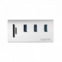 LogiLink CR0045, USB 3.2 Gen 1 3.1 Gen 1 Type-A, USB 3.2 Gen 1 3.1 Gen 1 Type-A, MicroSD , SD, 5000 Mbits, Argent, Aluminium