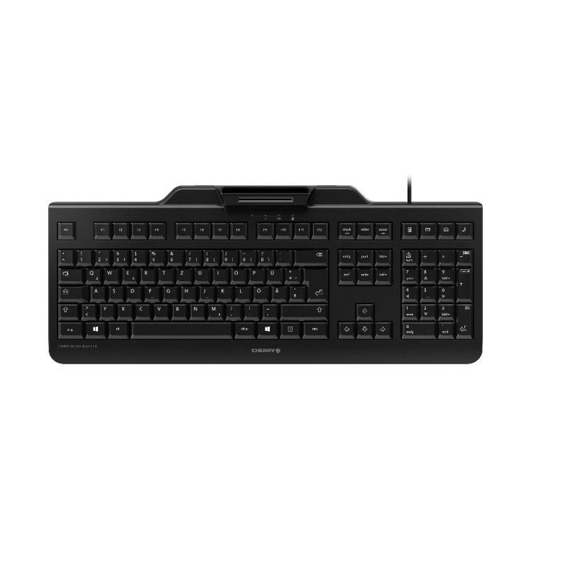 Cherry SECURE BOARD 1.0, Taille réelle 100 %, Avec fil, USB, Clavier mécanique, QWERTZ, Noir