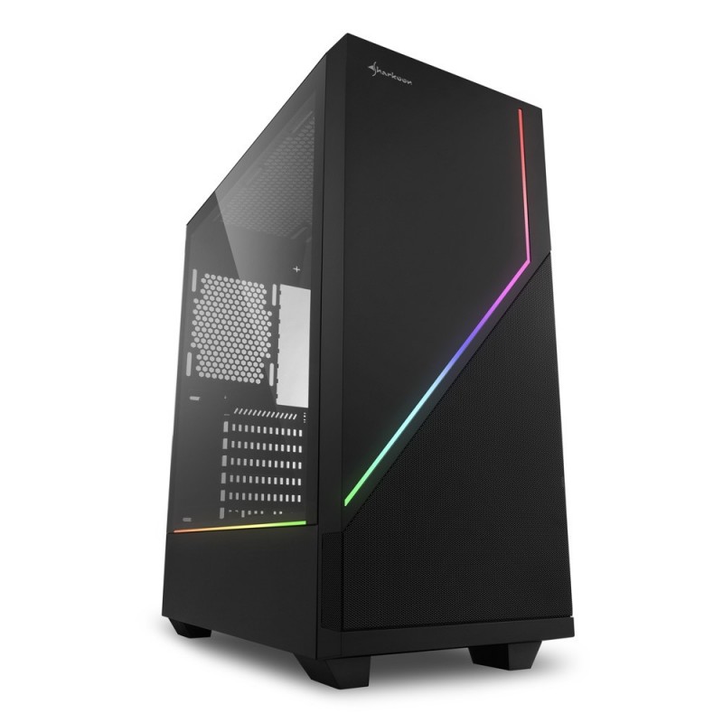 Sharkoon RGB FLOW, Midi Tower, PC, Noir, ATX, micro ATX, Mini-ITX, Multicolore, 16,5 cm